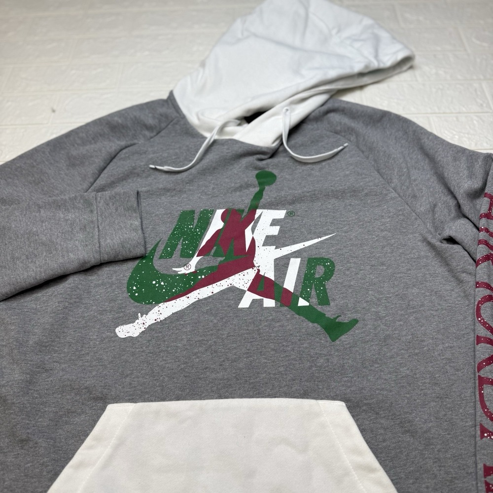 Nike Jordan Hoodie Mens XL Sweatshirt Pullover Gray White Logo Activewear